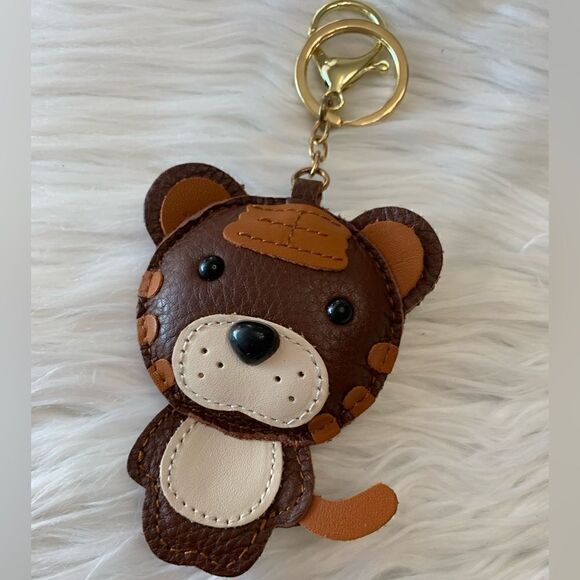 Handmade Genuine Leather Colorblock Cartoon Tiger Keychain/Handbag Charm - Picture 3 of 8